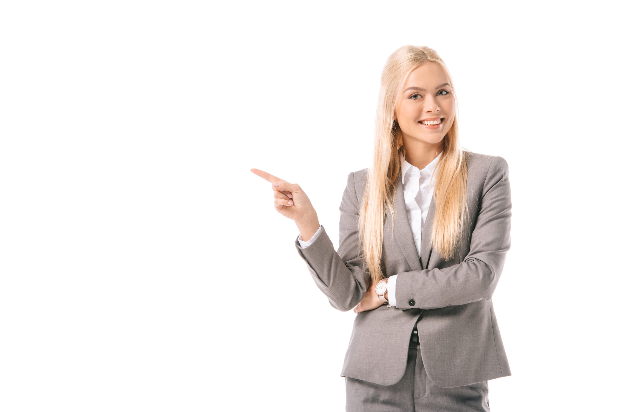 attractive blonde businesswoman smiling and showin 2024 11 17 17 25 20 utc scaled